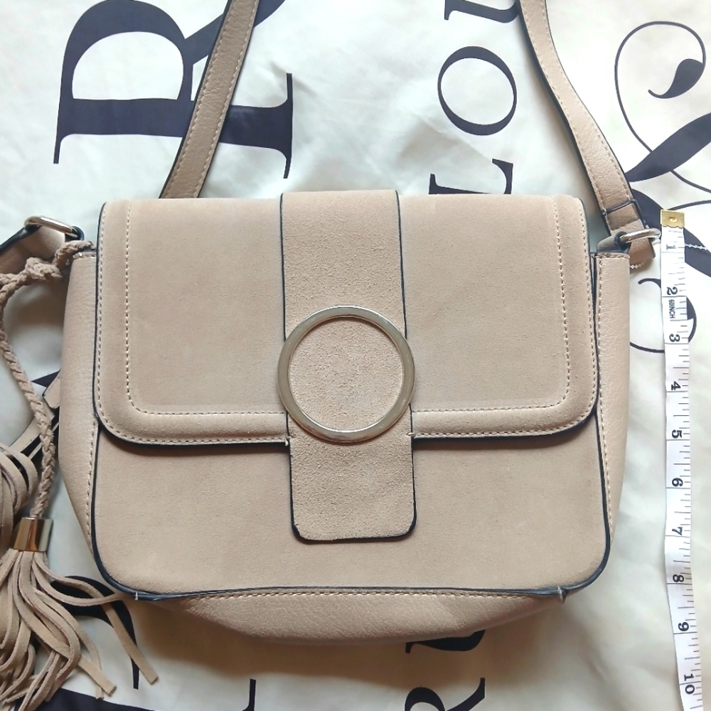 Vintage Faux Pebble Suede Towne Shoes Crossbody Bag